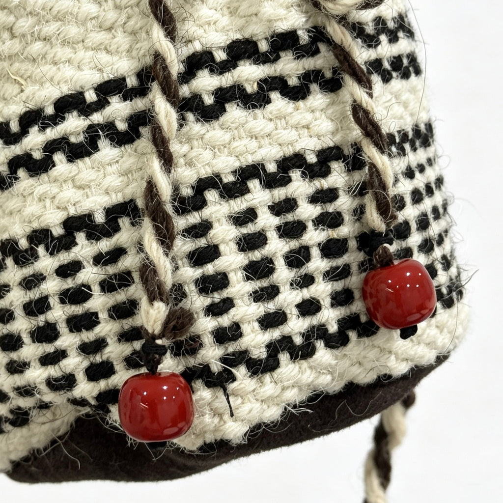 Monochrome Cord Mini Bucket Bag