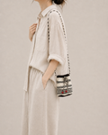 Monochrome Cord Mini Bucket Bag