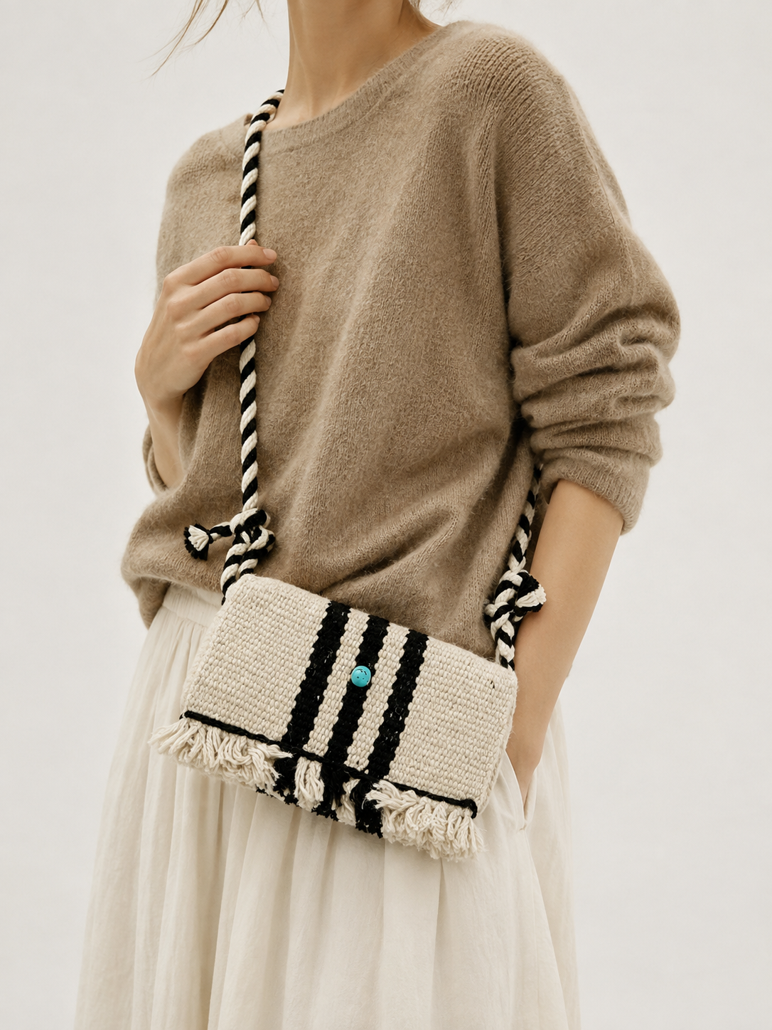 Night Frost Crossbody — Handwoven Wool